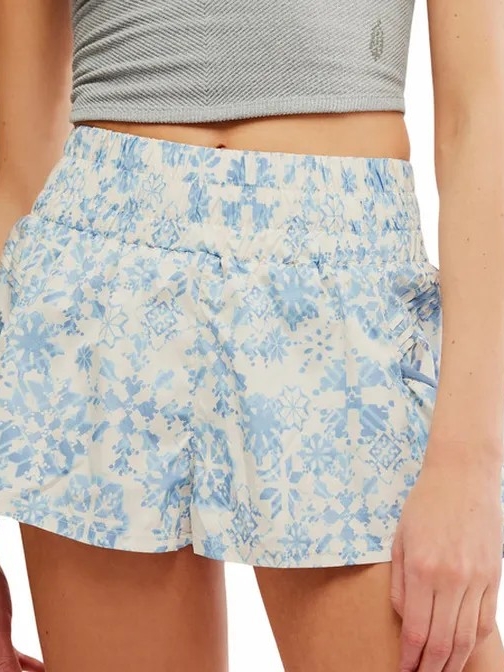 Free People Movement Get Your Flirt On Printed Shorts Xl- Arctic Snow